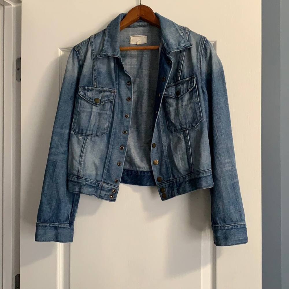 Current/Elliott Washed Light Blue Denim Jacket